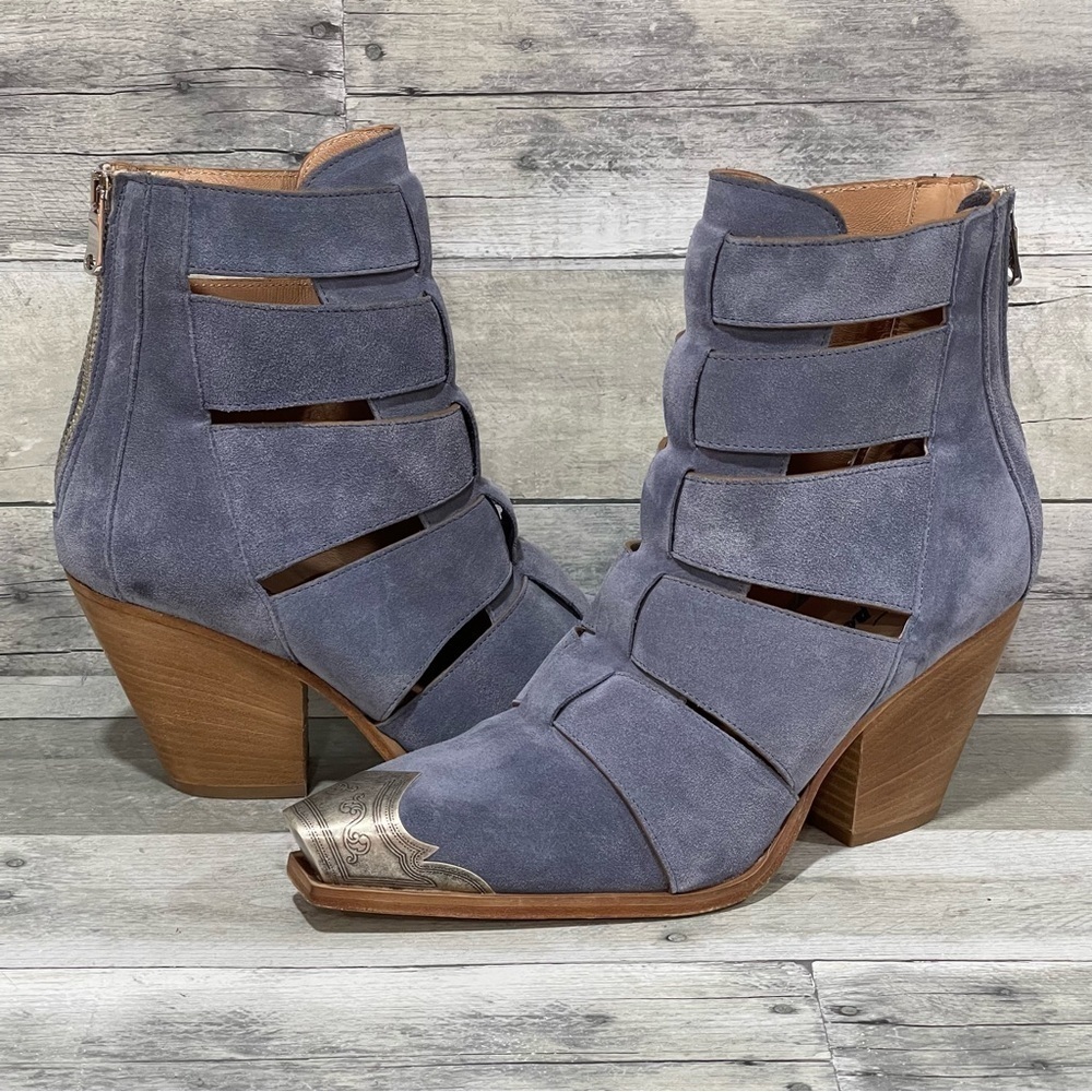 FREE PEOPLE Brayden Fisherman Women’s Bootie - Boardwalk Blue Suede - Sz-10 .US